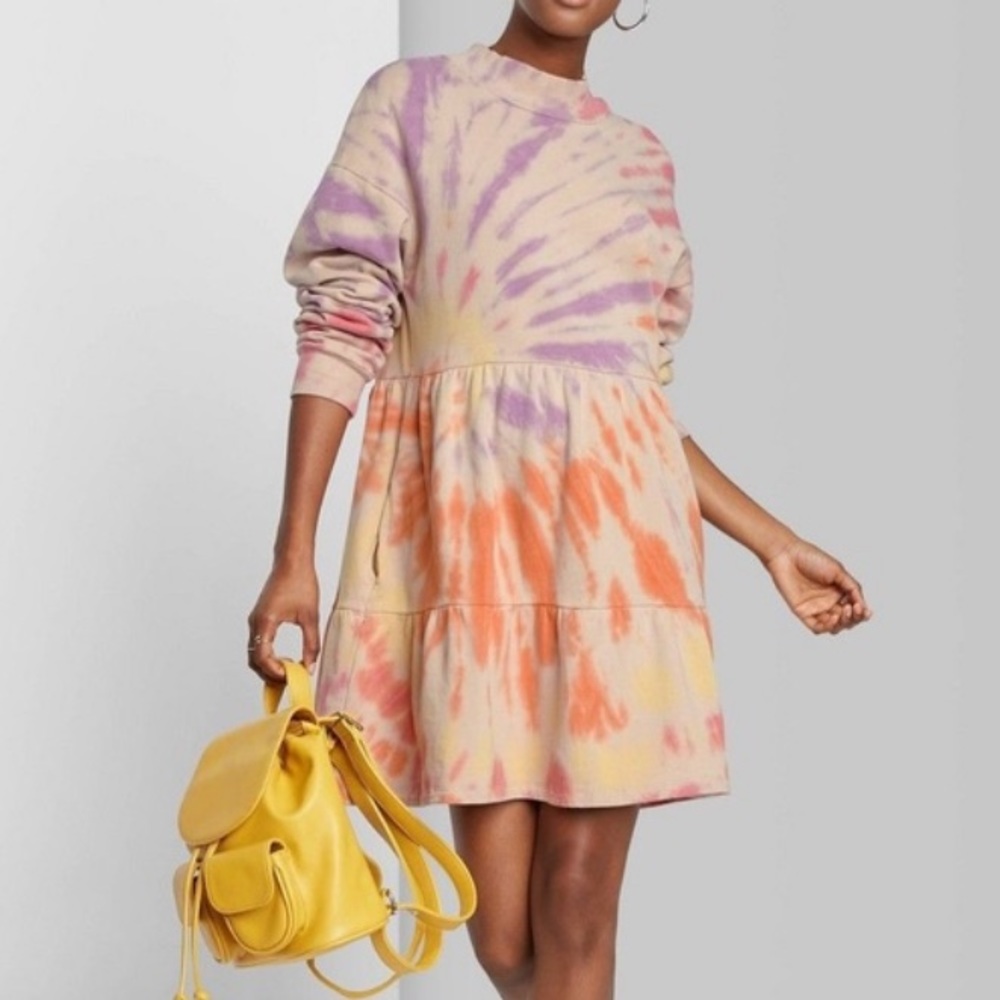 Wild Fable Pale Peach TyeDie sweatshirt Dress NWT
